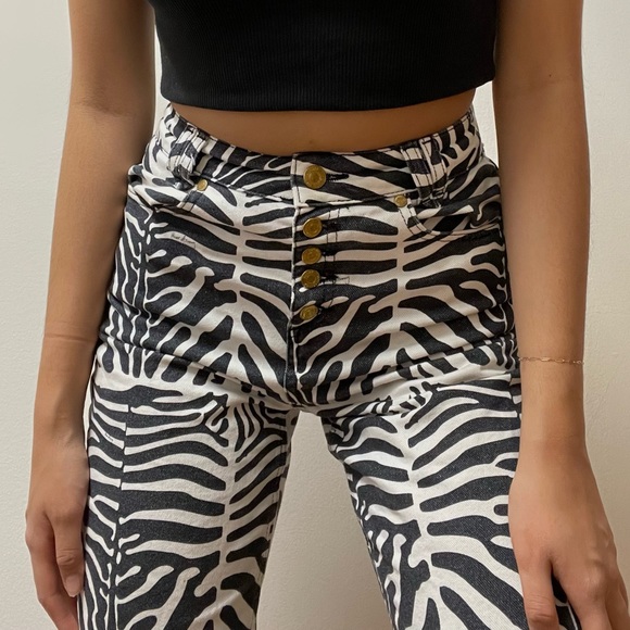 House of Sunny Zebra/Coral Print Pants - Picture 1 of 5